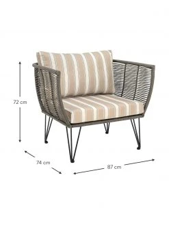 Bloomingville Fauteuil lounge de jardin plastique tress&eacute; Mundo, larg. 87 x prof. 74 cm -Jardin Soldes Boutique Fauteuil lounge de jardin plastique tresse Mundo 7