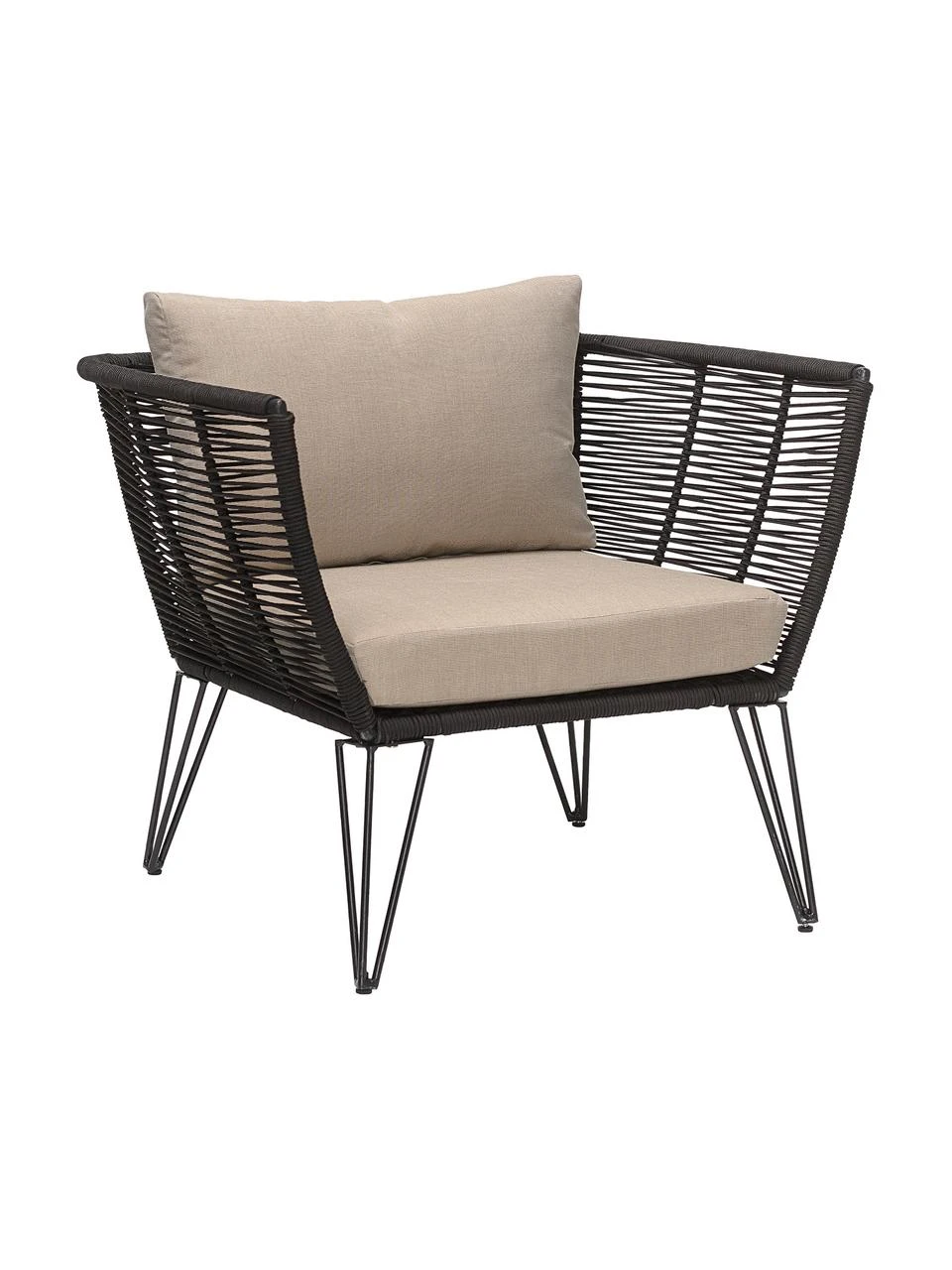 Bloomingville Fauteuil lounge de jardin plastique tressé Mundo, larg. 87 x prof. 74 cm 3 Bloomingville Fauteuil lounge de jardin plastique tressé Mundo, larg. 87 x prof. 74 cm
