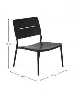 Fauteuil lounge en métal noir Lina, larg. 55 x prof. 59 cm -Jardin Soldes Boutique Fauteuil lounge en metal noir Lina 2