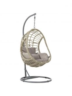 Bizzotto Fauteuil suspendu avec coussin gris/beige Torres, larg. 92 x haut. 193 cm -Jardin Soldes Boutique Fauteuil suspendu avec coussin grisbeige Torres 2