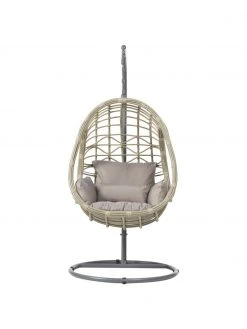 Bizzotto Fauteuil suspendu avec coussin gris/beige Torres, larg. 92 x haut. 193 cm