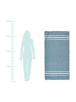 Fouta à rayures et à franges Surfside, larg. 90 x long. 170 cm -Jardin Soldes Boutique Fouta a rayures et a franges Surfside 2