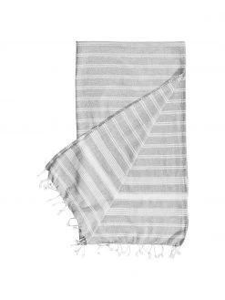 Fouta à rayures et à franges Surfside, larg. 90 x long. 170 cm -Jardin Soldes Boutique Fouta a rayures et a franges Surfside 8