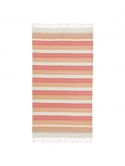 Fouta rayé à franges Green Life, larg. 100 x long. 190 cm