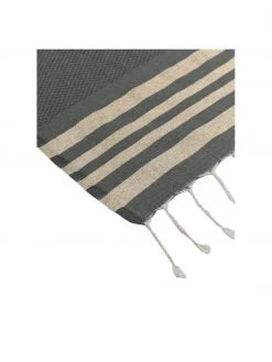 Fouta rayé à franges Hamptons, larg. 100 x long. 200 cm -Jardin Soldes Boutique Fouta raye a franges Hamptons 2