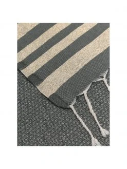 Fouta rayé à franges Hamptons, larg. 100 x long. 200 cm -Jardin Soldes Boutique Fouta raye a franges Hamptons 3