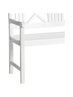 Grand banc de jardin en bois blanc Rosenborg, larg. 120 x haut. 89 cm -Jardin Soldes Boutique Grand banc de jardin en bois blanc Rosenborg 5