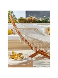 Bizzotto Hamac blanc à franges Kauana, larg. 100 x long. 200 cm -Jardin Soldes Boutique Hamac blanc a franges Kauana 2