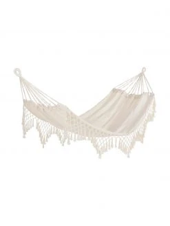 Bizzotto Hamac blanc à franges Kauana, larg. 100 x long. 200 cm