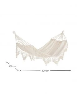 Bizzotto Hamac blanc à franges Kauana, larg. 100 x long. 200 cm -Jardin Soldes Boutique Hamac blanc a franges Kauana 3