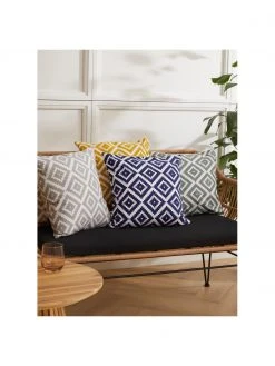 Westwing Collection Housse de coussin 45x45 bleu foncé imprimé graphique Miami, larg. 45 x long. 45 cm -Jardin Soldes Boutique Housse de coussin 45x45 bleu fonce imprime graphique Miami 2