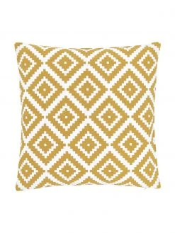 Westwing Collection Housse de coussin 45x45 jaune imprimé graphique Miami, larg. 45 x long. 45 cm