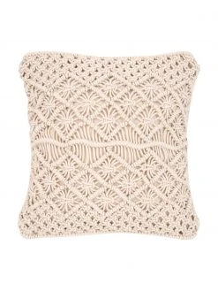 Westwing Collection Housse de coussin 45x45 macramé écru Nalina, larg. 45 x long. 45 cm