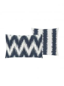Westwing Collection Housse de coussin ethnique coton pur bleu foncé Hasan, 2 élém., larg. 30 x long. 50 cm, larg. 40 x long. 40 cm