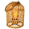 Lampe - bougie solaire LED bambou Korab, Ø 23 x haut. 29 cm -Jardin Soldes Boutique Lampe bougie solaire LED bambou Korab