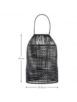 Lene Bjerre Lanterne en rotin et verre faite main Hazel, Ø 30 x haut. 45 cm -Jardin Soldes Boutique Lanterne en rotin et verre faite main Hazel 2