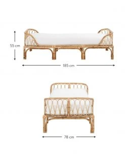 Lit de repos en bambou avec assise rembourrée Blond, larg. 185 x prof. 78 cm -Jardin Soldes Boutique Lit de repos en bambou avec assise rembourree Blond 4