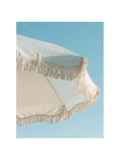 Parasol bleu à franges 70's, inclinable, Ø 180 x haut. 230 cm -Jardin Soldes Boutique Parasol bleu a franges 70s inclinable 2