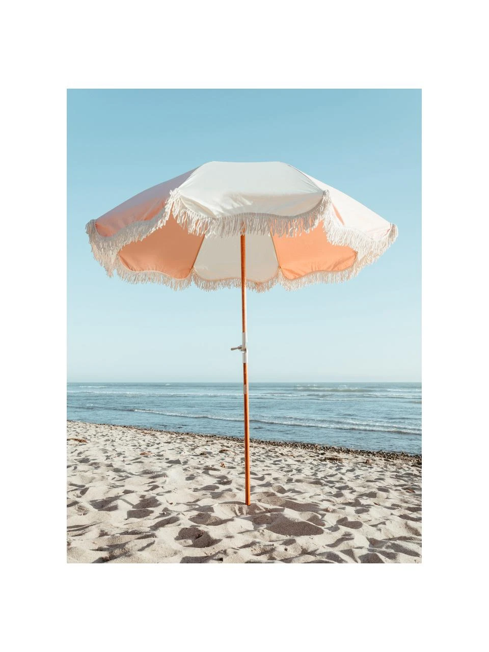 Parasol rose à franges 70's, inclinable, Ø 180 x haut. 230 cm 4 Parasol rose à franges 70's, inclinable, Ø 180 x haut. 230 cm – Image 2