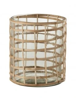 Photophore en roseau Violet, Ø 13 x haut. 16 cm