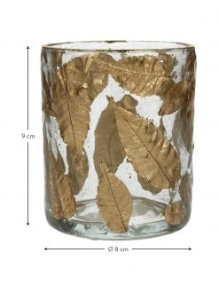 Photophore en verre Golden Leaf, Ø 8 x haut. 9 cm -Jardin Soldes Boutique Photophore en verre Golden Leaf 2