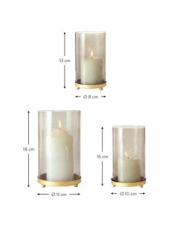 Photophore en verre avec support en laiton Clara, 3 élém., Lot de différentes tailles -Jardin Soldes Boutique Photophore en verre avec support en laiton Clara 3 elem 2
