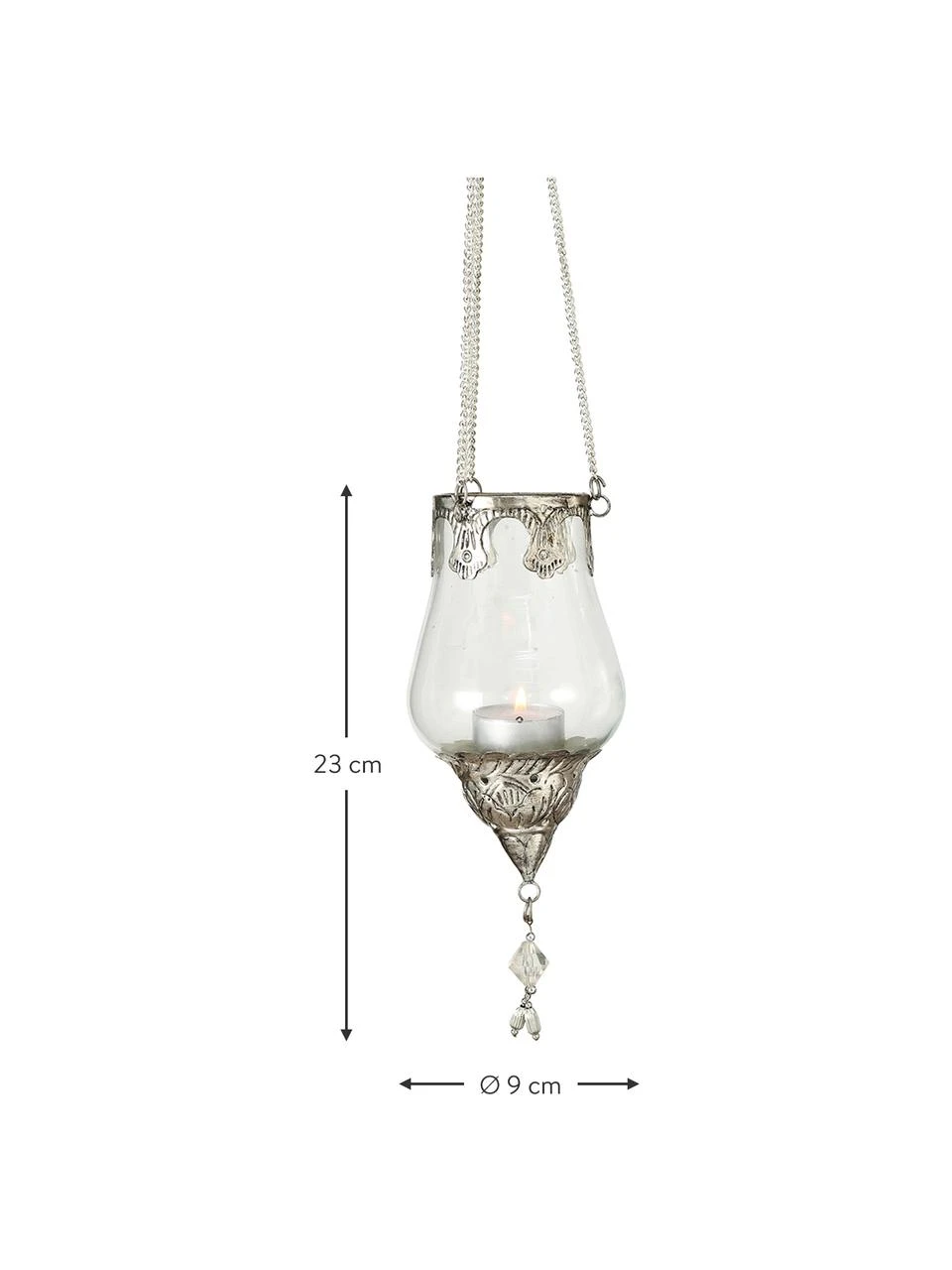 Photophore suspendue en verre Cosa, 3 élém., Ø 9 x haut. 23 cm 4 Photophore suspendue en verre Cosa, 3 élém., Ø 9 x haut. 23 cm – Image 2