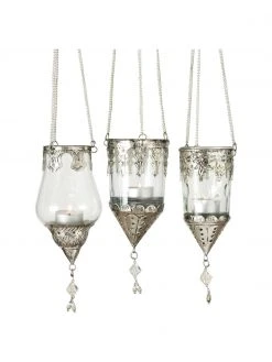 Photophore suspendue en verre Cosa, 3 élém., Ø 9 x haut. 23 cm