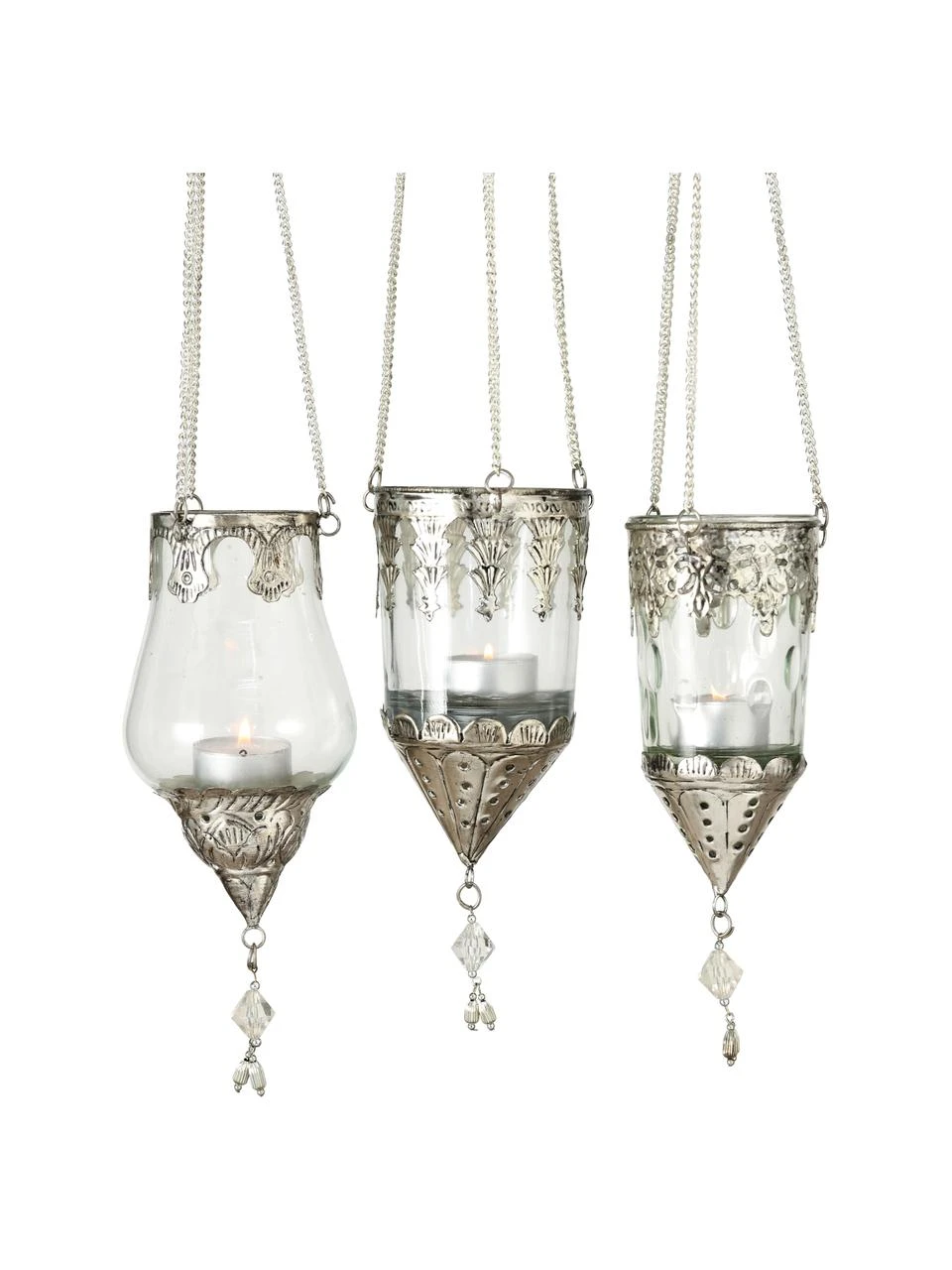 Photophore suspendue en verre Cosa, 3 élém., Ø 9 x haut. 23 cm 3 Photophore suspendue en verre Cosa, 3 élém., Ø 9 x haut. 23 cm