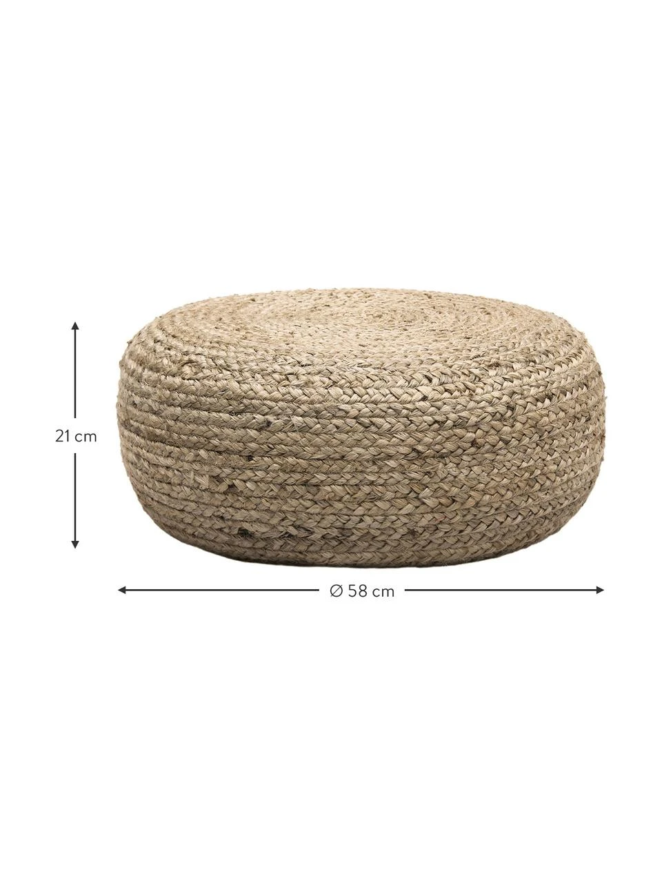 Westwing Collection Pouf en jute fait à la main Bono, Ø 58 cm, haut. 21 cm 5 Westwing Collection Pouf en jute fait à la main Bono, Ø 58 cm, haut. 21 cm – Image 3