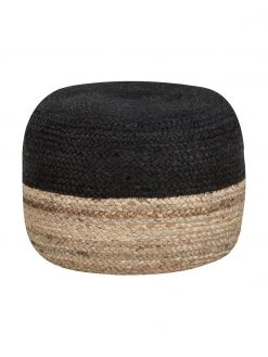 Westwing Collection Pouf en jute fait à la main Bono, Ø 50 x haut. 36 cm