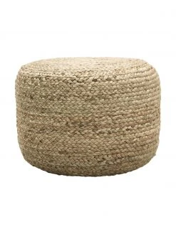 Westwing Collection Pouf en jute fait à la main Bono, Ø 50 x haut. 36 cm