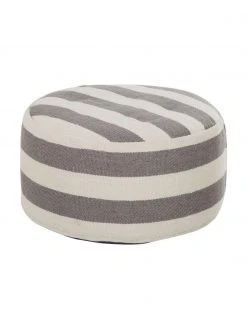 Westwing Collection Pouf rond gris tissé main Lani, ∅ 65 x haut. 30 cm