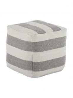 Westwing Collection Pouf rond gris tissé main Lani, larg. 40 x haut. 40 cm