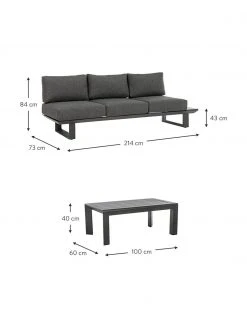Bizzotto Salon de jardin anthracite Konnor, 3 élém., Lot de différentes tailles -Jardin Soldes Boutique Salon de jardin anthracite Konnor 3 elem 2