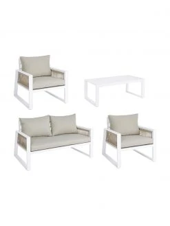 Bizzotto Salon de jardin beige/blanc Captiva en beige/blanc, 4 élém., Lot de différentes taillesDisponibilité limitée -Jardin Soldes Boutique Salon de jardin beigeblanc Captiva en beigeblanc 4 elem 3