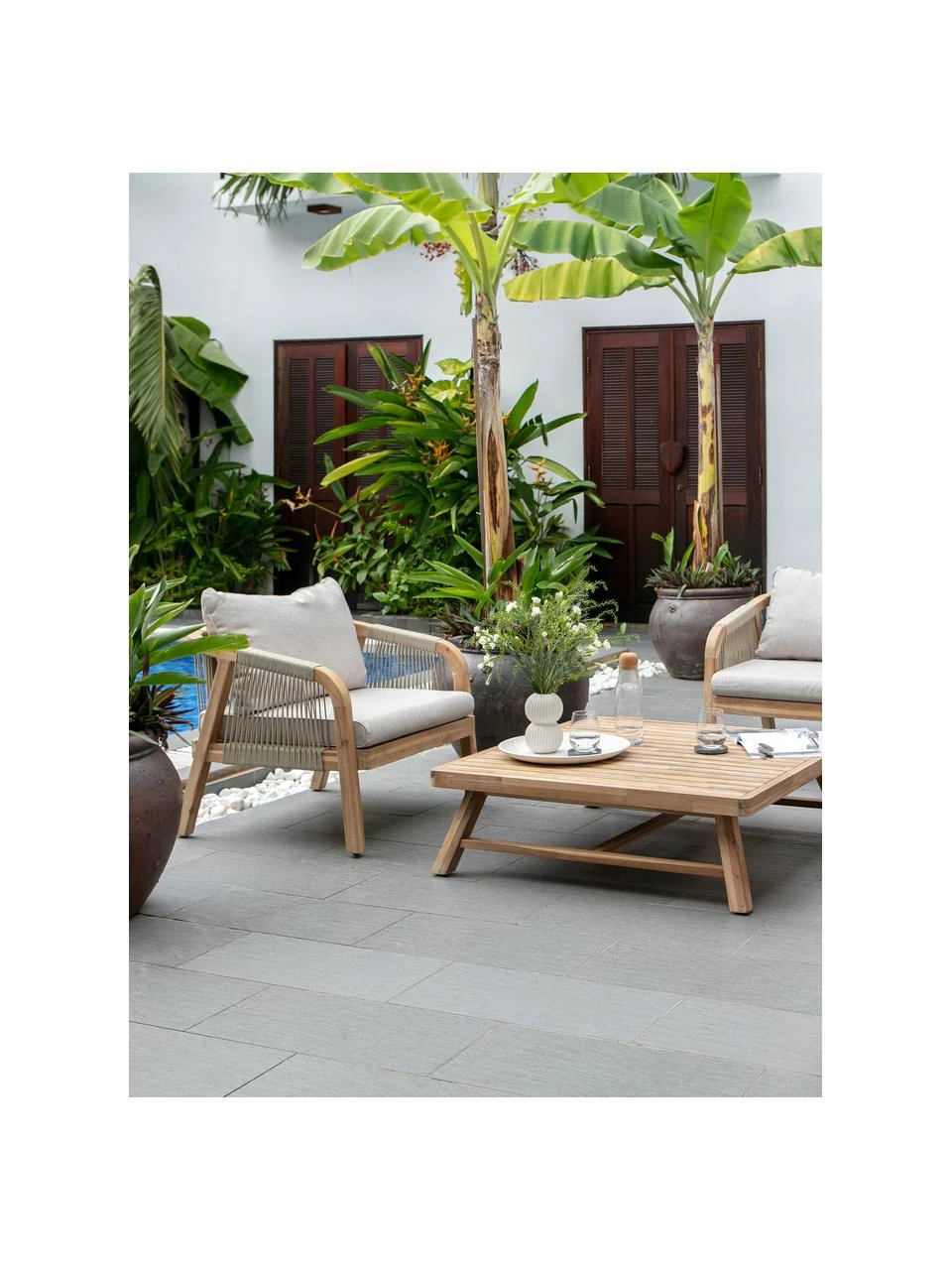 Westwing Collection Salon de jardin bois d'acacia Diablo, 4 élém., larg. 143 x prof. 72 cm 4 Westwing Collection Salon de jardin bois d'acacia Diablo, 4 élém., larg. 143 x prof. 72 cm – Image 2