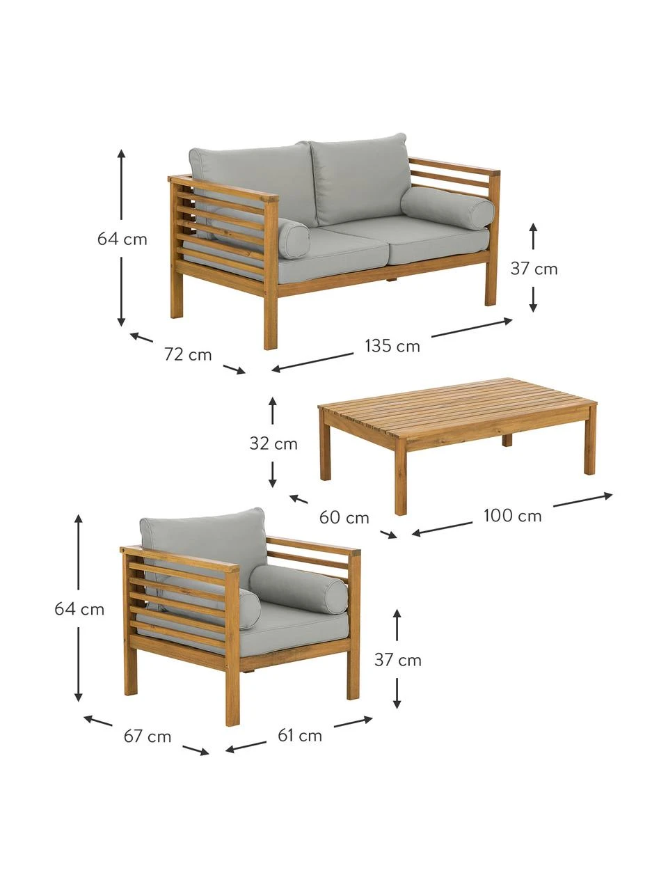 Westwing Collection Salon de jardin en bois Bo, 4 élém., Lot de différentes taillesSeulement 1 produit disponible 6 Westwing Collection Salon de jardin en bois Bo, 4 élém., Lot de différentes taillesSeulement 1 produit disponible – Image 4