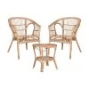 Salon de jardin en rotin brun clair Zambia, 3 élém., Lot de différentes tailles