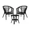 Salon de jardin en rotin noir Zambia, 3 élém., Lot de différentes tailles -Jardin Soldes Boutique Salon de jardin en rotin noir Zambia 3 elem