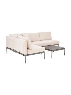 Westwing Collection Salon de jardin en tissu beige Linden, 2 élém., Lot de différentes tailles -Jardin Soldes Boutique Salon de jardin en tissu beige Linden 2 elem 4