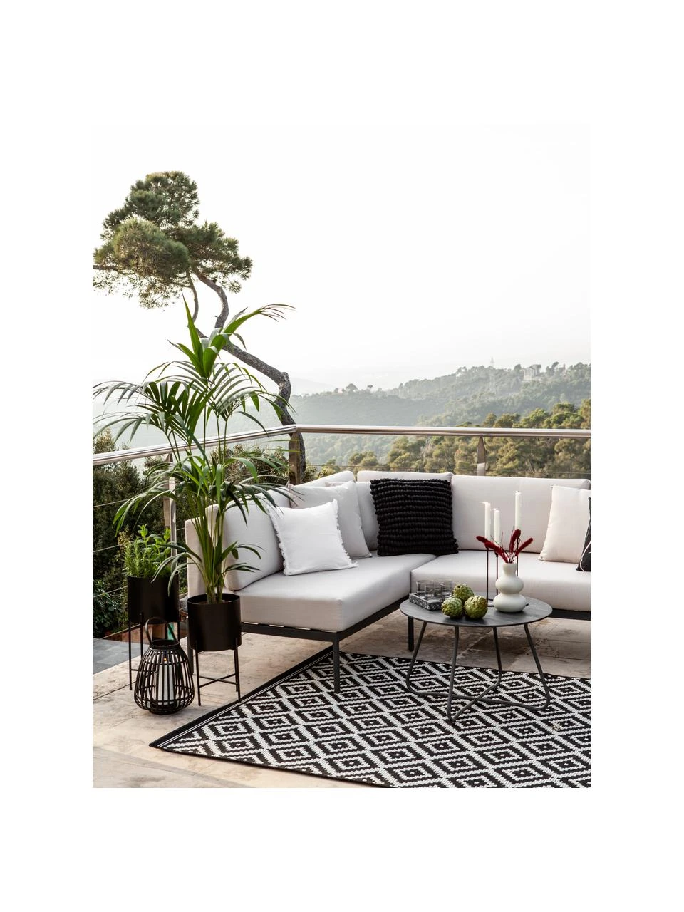 Westwing Collection Salon de jardin en tissu gris Linden, 2 élém., Lot de différentes tailles 4 Westwing Collection Salon de jardin en tissu gris Linden, 2 élém., Lot de différentes tailles – Image 2