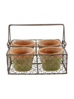 Set de pots de fleurs en terre cuite Daria, 5 élém., larg. 24 x haut. 10 cm -Jardin Soldes Boutique Set de pots de fleurs en terre cuite Daria 5 elem 2