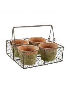 Set de pots de fleurs en terre cuite Daria, 5 élém., larg. 24 x haut. 10 cm