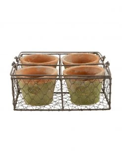Set de pots de fleurs en terre cuite Daria, 5 élém., larg. 24 x haut. 10 cm -Jardin Soldes Boutique Set de pots de fleurs en terre cuite Daria 5 elem 3