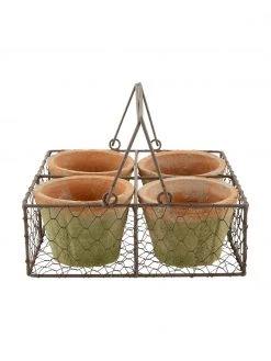 Set de pots de fleurs en terre cuite Daria, 5 élém., larg. 24 x haut. 10 cm -Jardin Soldes Boutique Set de pots de fleurs en terre cuite Daria 5 elem 4