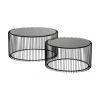 Kare Design Table basse noire plateau en verre Wire, 2 élém., Lot de différentes tailles -Jardin Soldes Boutique Table basse noire plateau en verre Wire 2 elem
