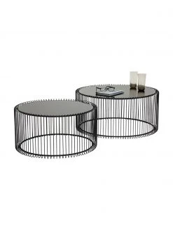 Kare Design Table basse noire plateau en verre Wire, 2 élém., Lot de différentes tailles -Jardin Soldes Boutique Table basse noire plateau en verre Wire 2 elem 3