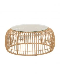 Westwing Collection Table basse ronde avec plateau en verre Costa, Ø 85 x haut. 42 cm