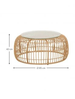 Westwing Collection Table basse ronde avec plateau en verre Costa, Ø 85 x haut. 42 cm -Jardin Soldes Boutique Table basse ronde avec plateau en verre Costa 3